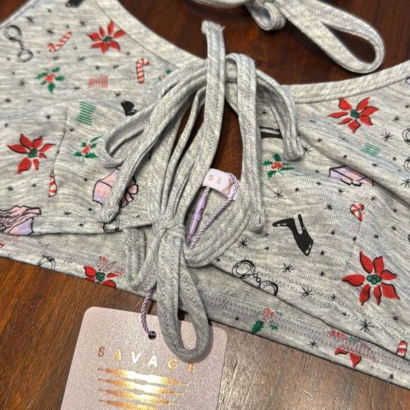 Savage X Fenty Grey Holiday Christmas Bralette Women’s US Small - Picture 2 of 6